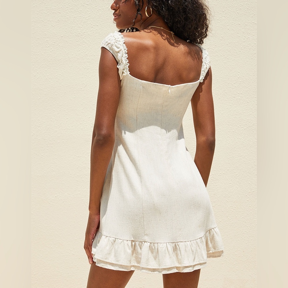PacSun Ivory Ruffle Trim Mini Dress - Picture 3 of 7
